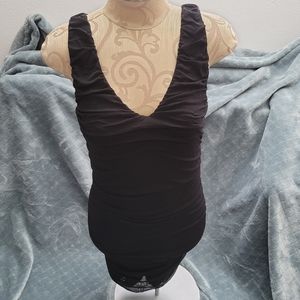 Express Black Ruched Vneck Dress Size M